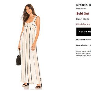 Free People Beige Striped Jumpsuit